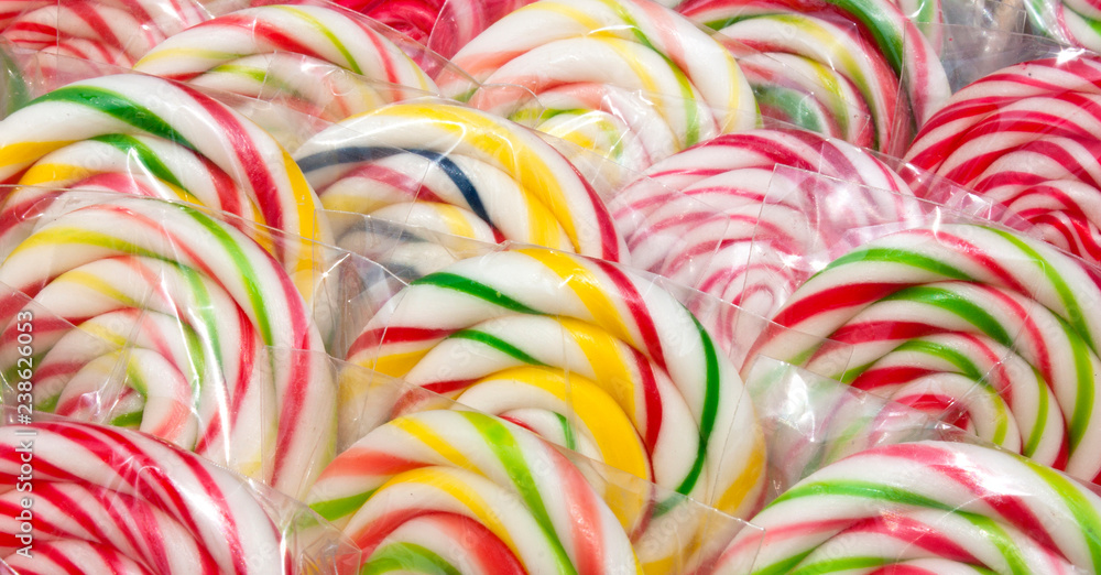 Lolly pops wrapped in cellophane