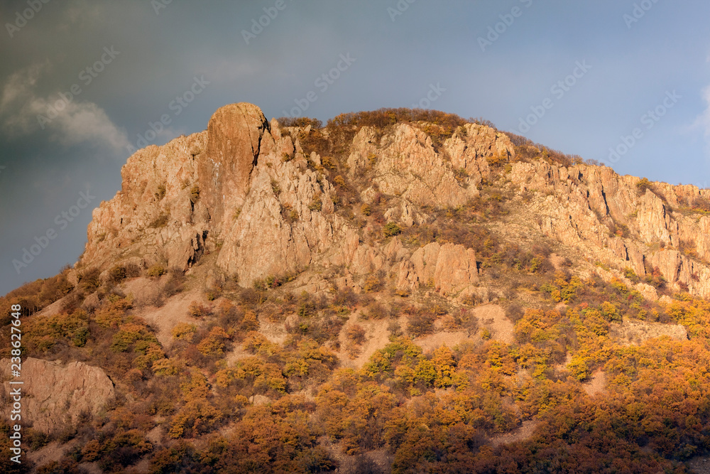Colorful rock from the Rhodope Mountain over the Studen Kladenets Dam, Bulgaria. Colorful rock from the Rhodope Mountain over the Studen Kladenets Dam, Bulgaria.