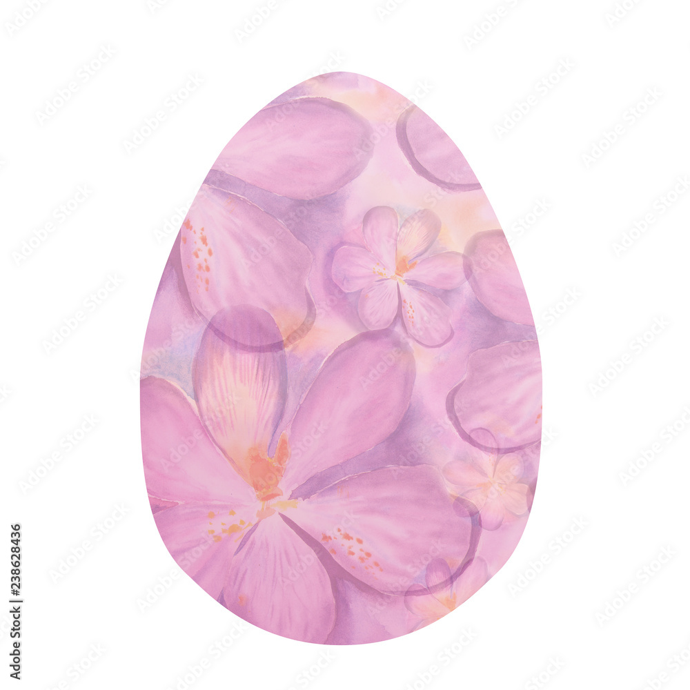 Watercolor crocus flowers Easter egg design. May be used for Easter textile decoration print, invitation card, spring decor, wrapping paper and window decoration.
