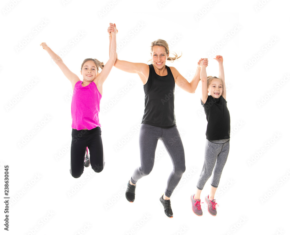 A Proud to be strong and healthy. Happy sporty family on studio white background A Proud to be strong and healthy. Happy sporty family on studio white background