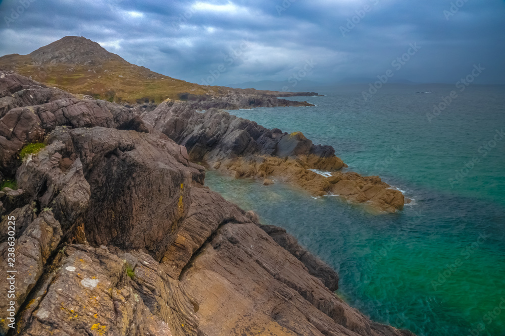 Rocky remote beaches near Castlecove, Ring of Kerry, County Kerry, Ireland