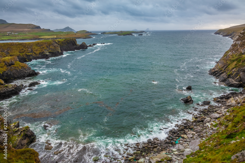 Spectacular views of the rugged West Irish Atlantic Coast from Valentia Island, Ring of Kerry, County Kerry, Ireland