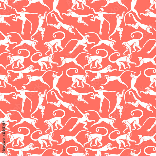 White monkey in the coral jungle