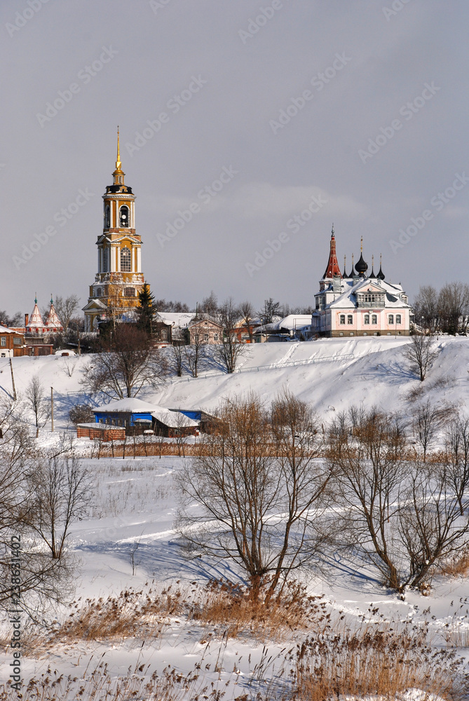 Winter Sunset in Suzdal (an ancient Russian historical city).