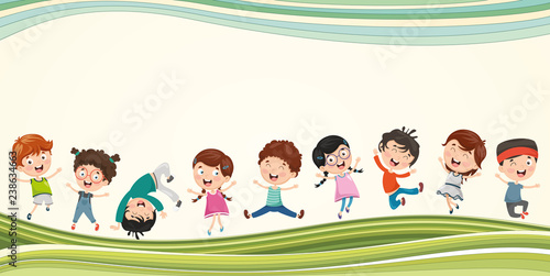Vector Illustration Of Happy Children