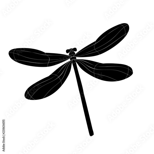  silhouette dragonfly, black