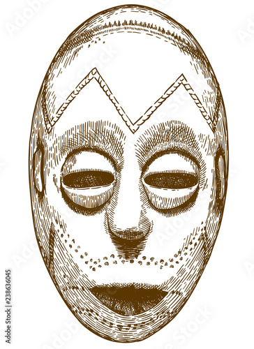 engraving illustration of african mask