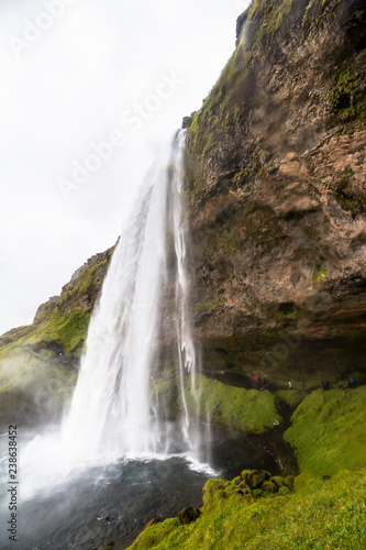 Beautiful Seljalandsfoss waterfall falling in pool  scenic  Iceland