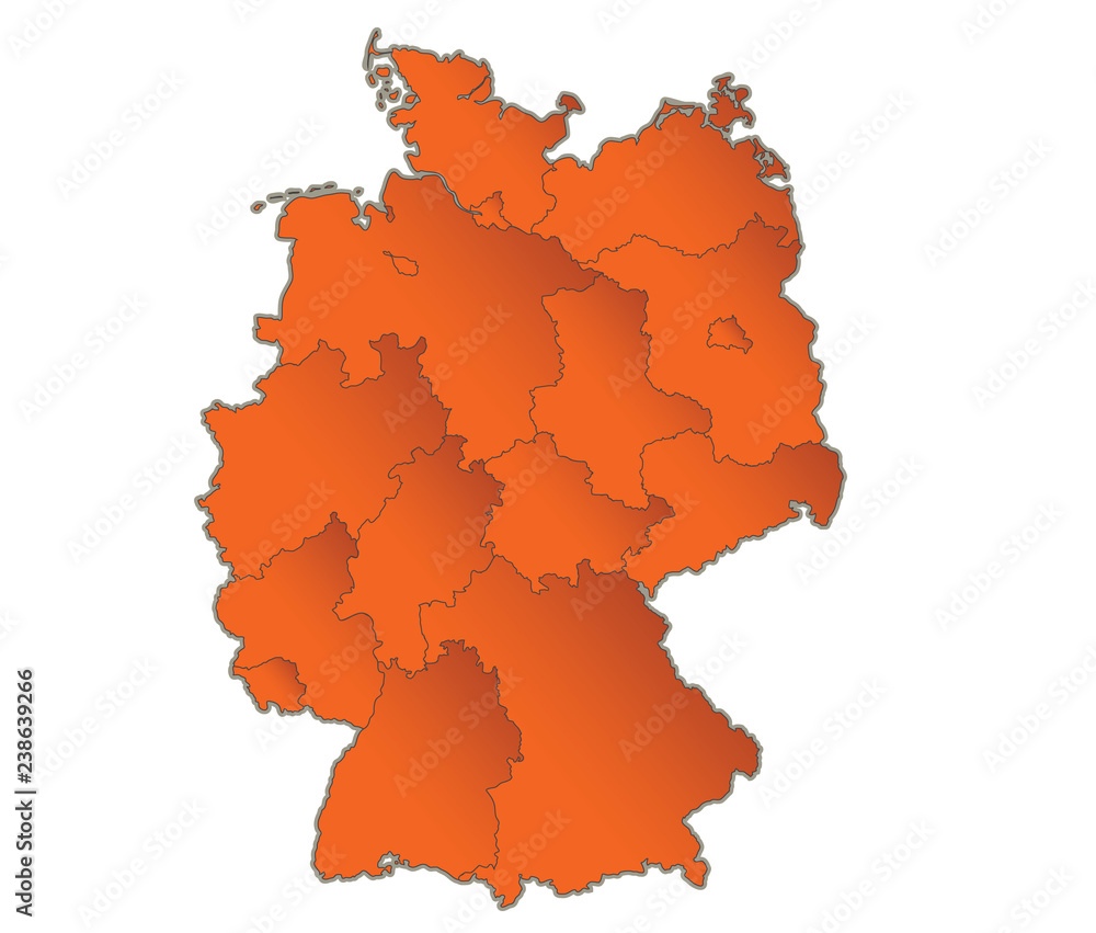 Fototapeta premium Germany map Orange separate region individual blank raster