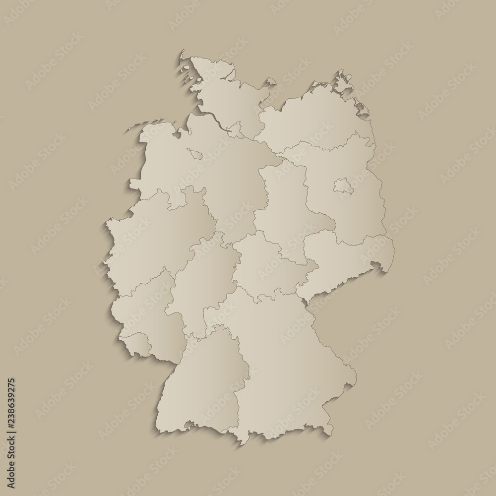 Germany map with individual states separated, infographics with icons Germany map with individual states separated, infographics with icons
