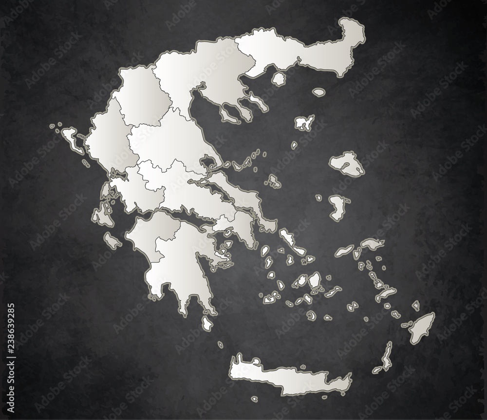 Greece map Black White separate region individual blank blackboard raster Greece map Black White separate region individual blank blackboard raster