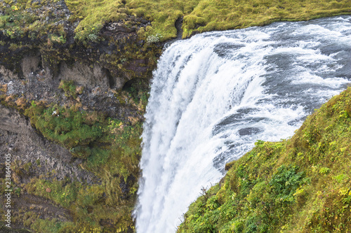 View on Skogafoss waterfall from above  ring road  Iceland