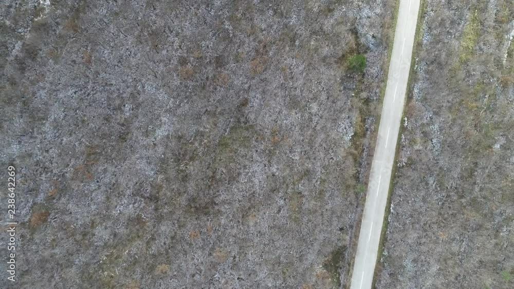 aerial view of country road on early winter aerial view of country road on early winter