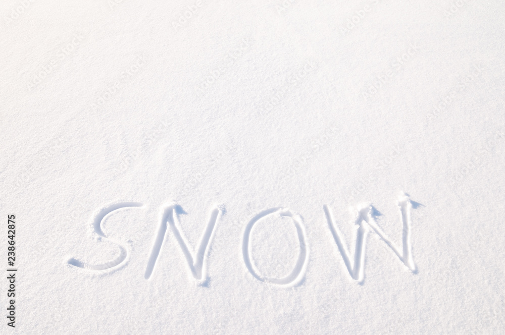 Word snow written in fresh powder snow Word snow written in fresh powder snow