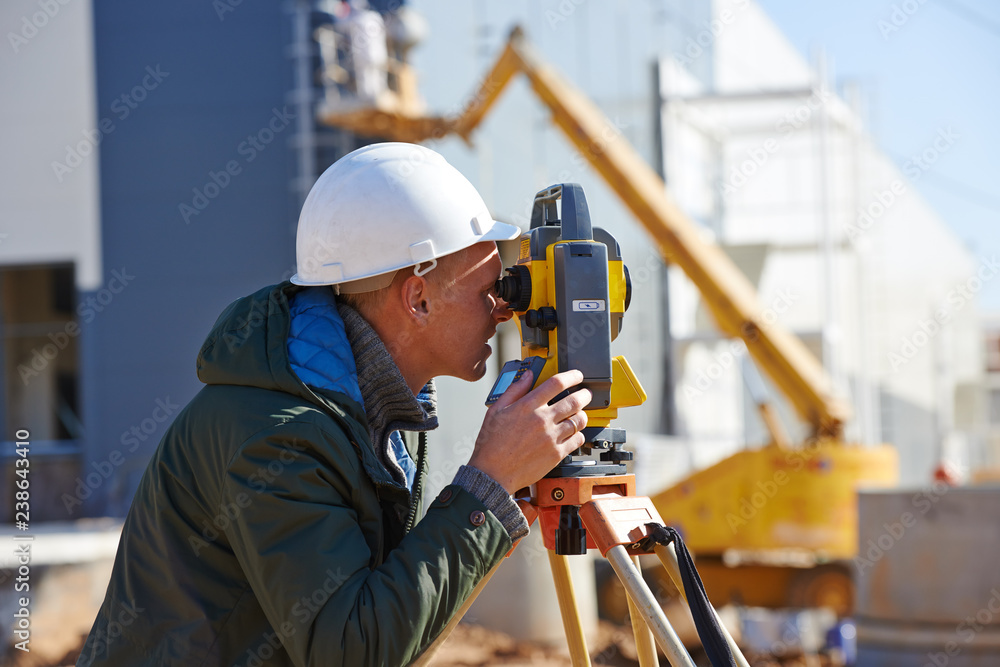 surveyor worker with theodolite surveyor worker with theodolite