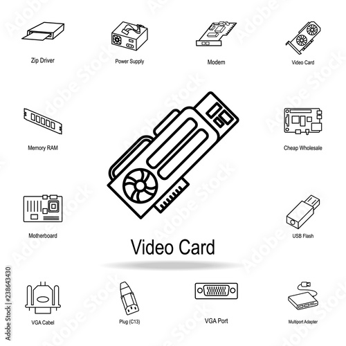 Graphic card icon. Detailed set of computer part icons. Premium graphic design. One of the collection icons for websites, web design, mobile app