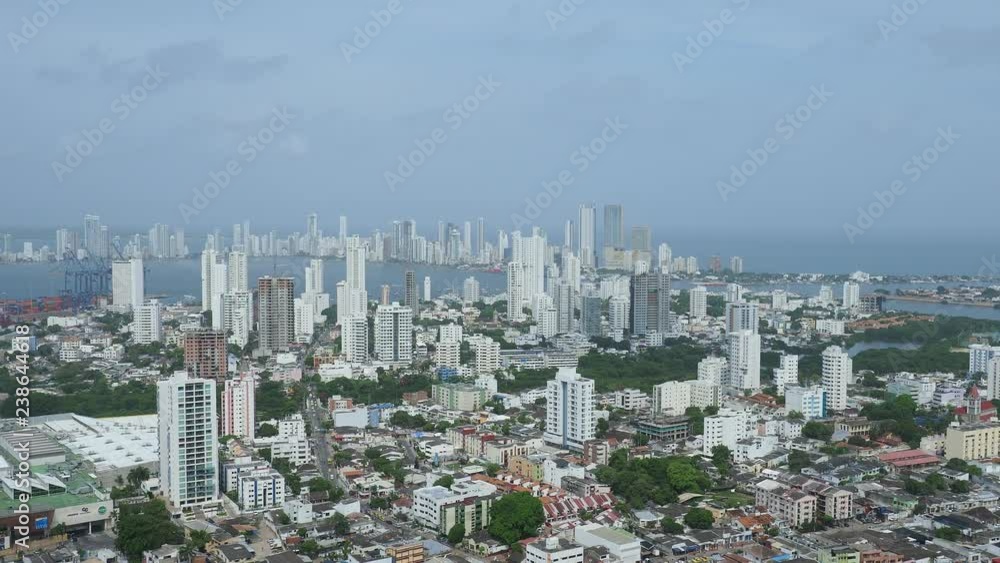 Manga and Bocagrande, elevated view from La Popa, Cartagena, Bolivar Department, Colombia Manga and Bocagrande, elevated view from La Popa, Cartagena, Bolivar Department, Colombia