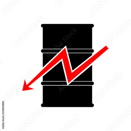 Oil drum container. Barrel with sign flat vector icon. EPS 10