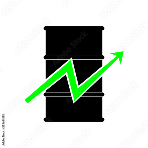Oil drum container. Barrel with sign flat vector icon. EPS 10