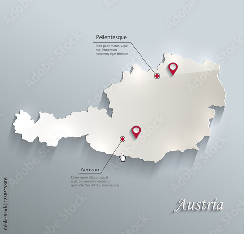 Austria map blue white card paper 3D vector