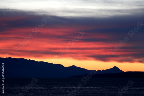 Beautiful colorful sunrise above the sea. Landscape in Dalmatia, Croatia. © jelena990