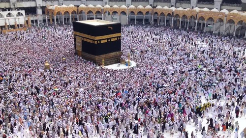 Circumambulation (Tawaf) around 'Holy Kaaba', in Mecca, Saudi Arabia photo