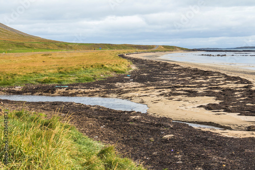 Long and lonely beach in west fjords region, Iceland photo