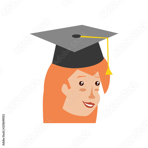 head of young woman with hat graduation