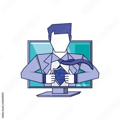 computer with super hero