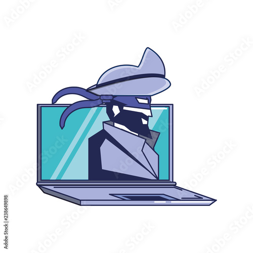 cybernetic pirate with laptop avatar