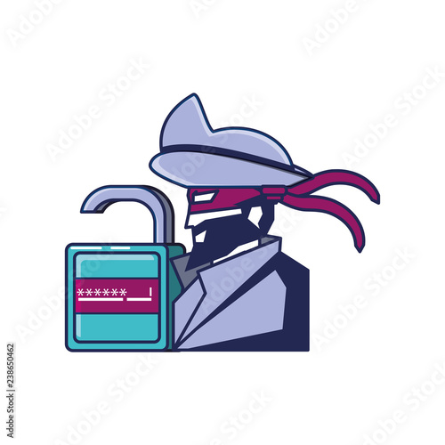 cybernetic pirate with padlock and password