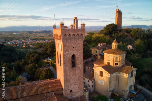 Tower and Church in Tuscan hill town of San Miniato photo