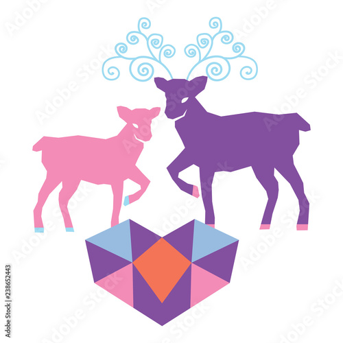 A couple of reindeer in love vector illustration. Great for winter holidays t...