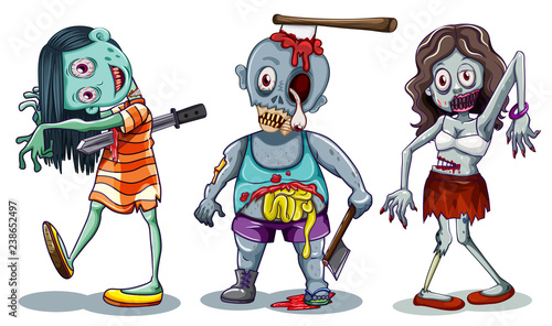 Set of zombie character
