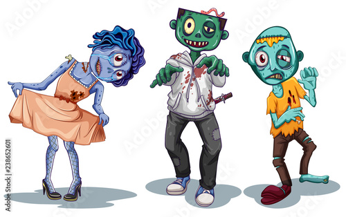 Set of zombie character