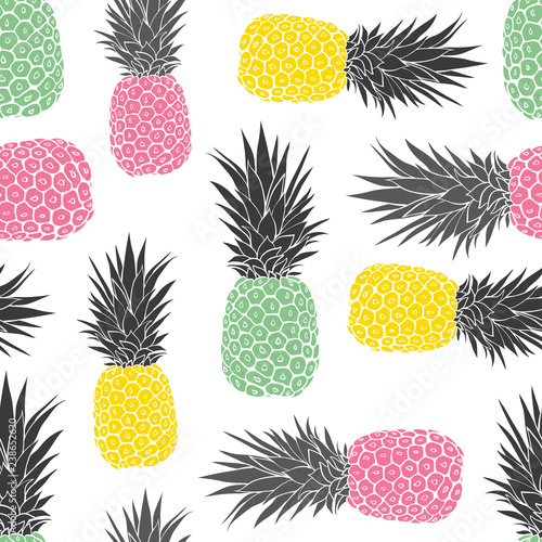 Cute pastel geometric pineapples vector pattern background. Great as a summer...