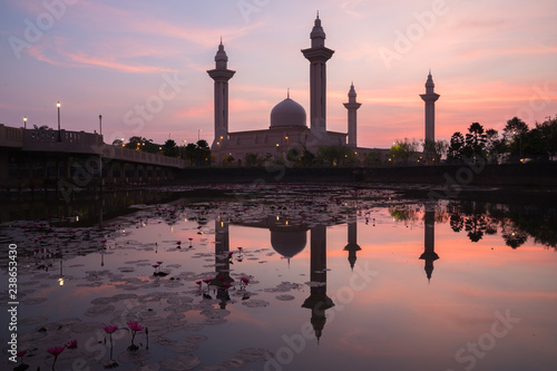 Photography Morning sunrise sky of Masjid Bukit Jelutong in Shah Alam near Kuala lumpur, Malaysia