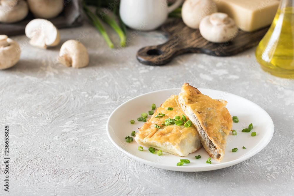 Béchamel baked pancakes stuffed with mushrooms Béchamel baked pancakes stuffed with mushrooms
