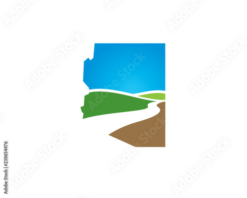 arizona map with valley and river portrays inside