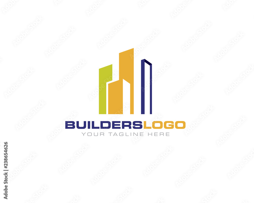 building construction structure skyscraper architecture silhouette logo icon template 