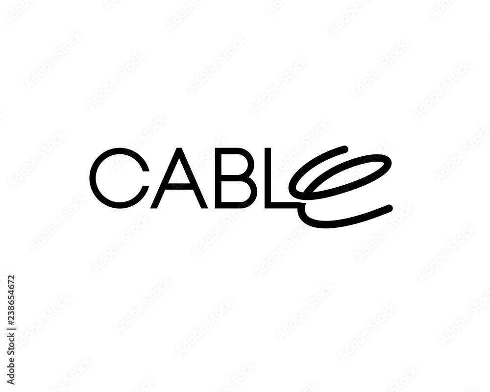 Typography wordmark of Cable Logo with stylistic letter E as a Wire Typography wordmark of Cable Logo with stylistic letter E as a Wire