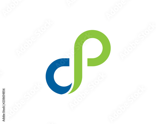 infinity d p letter green blue 