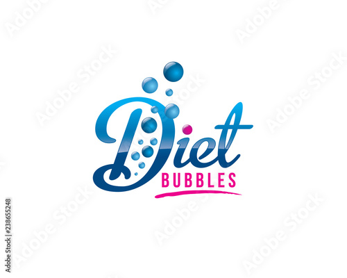 diet bubble soda blue logo