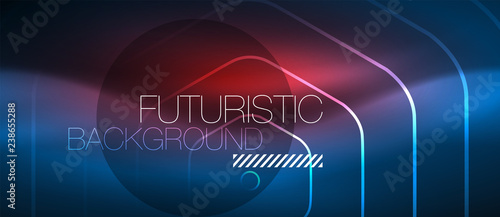 Neon glowing lines, magic energy space blue light concept, abstract background wallpaper design