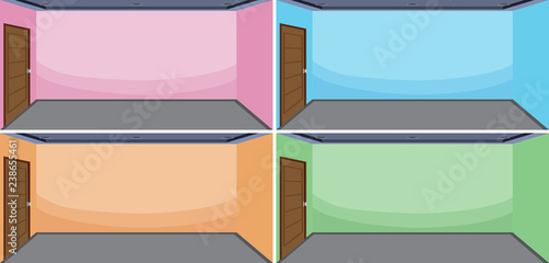 Set of empty room different color