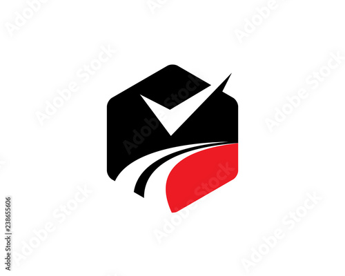 high way road on hexagon with checkmark