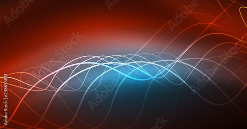Neon lines wave background. Abstract composition
