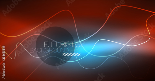 Neon lines wave background. Abstract composition