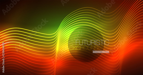 Neon lines wave background. Abstract composition