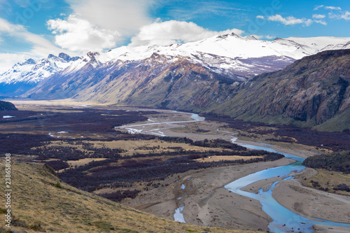Mountains and river in Patagonia, Argentina